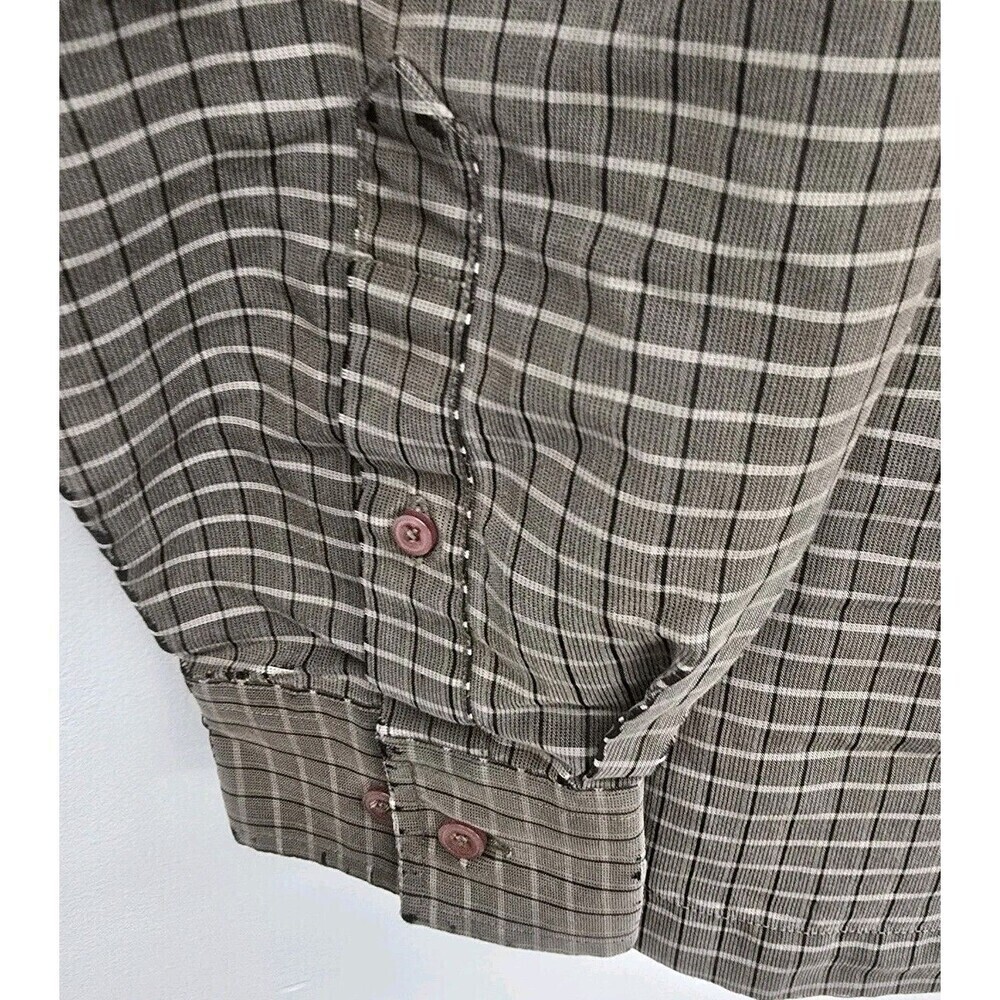 Haggar Dress Shirt Mens Size M (15.5x34) Brown Geometric Point Collar (A18) - Picture 9 of 9